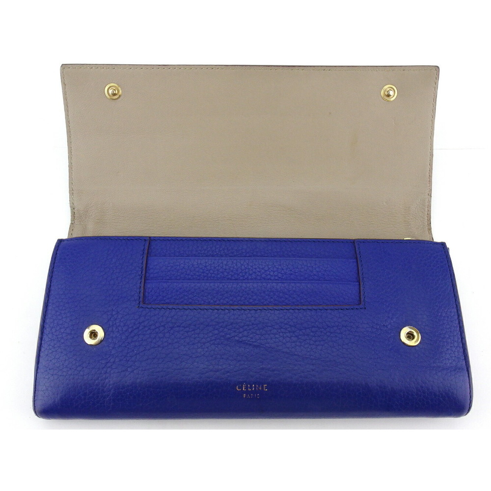 Celine Long Function Multi Blue Leather Beige Fla… - image 5